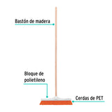 Cepillo Industrial Cerda Rígida de 40 cm, Bastón de Madera