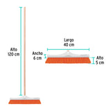 Cepillo Industrial Cerda Rígida de 40 cm, Bastón de Madera
