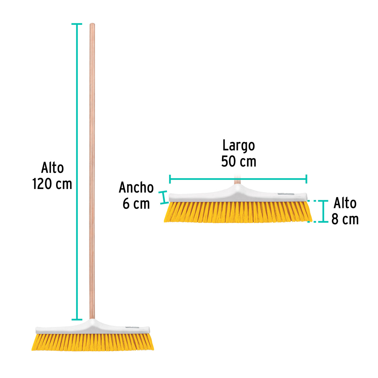 Cepillo Industrial Cerda Suave de 50 cm, Bastón de Madera