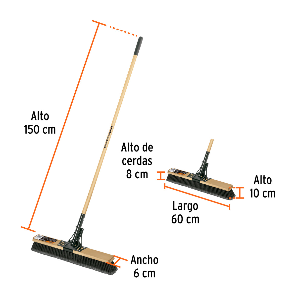 Cepillo Superficies Rugosas, Cerdas PP, Mango 60 cm, Expert