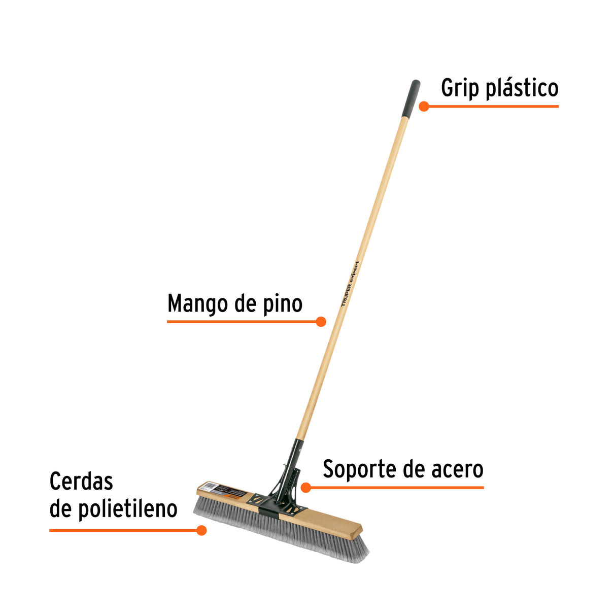 Cepillo Superficies Lisas, Cerdas PE, Mango 60 cm, Expert