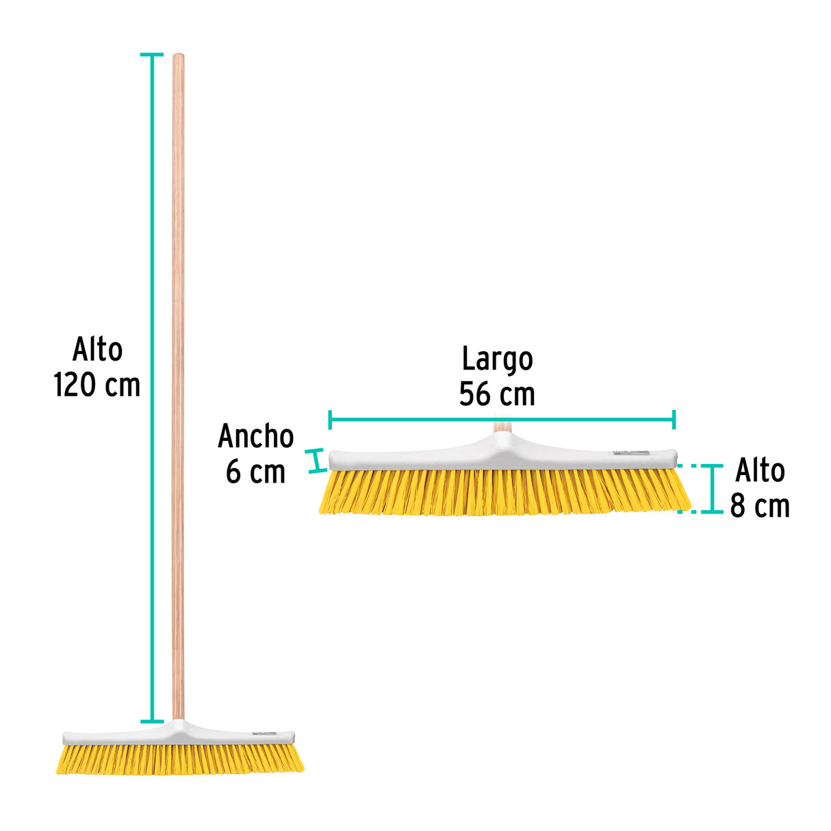 Cepillo Industrial Cerda Suave de 56 cm, Bastón de Madera