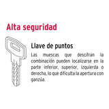 Cerrojo Llave-llave Cromo Mate, Llave Puntos, Hermex