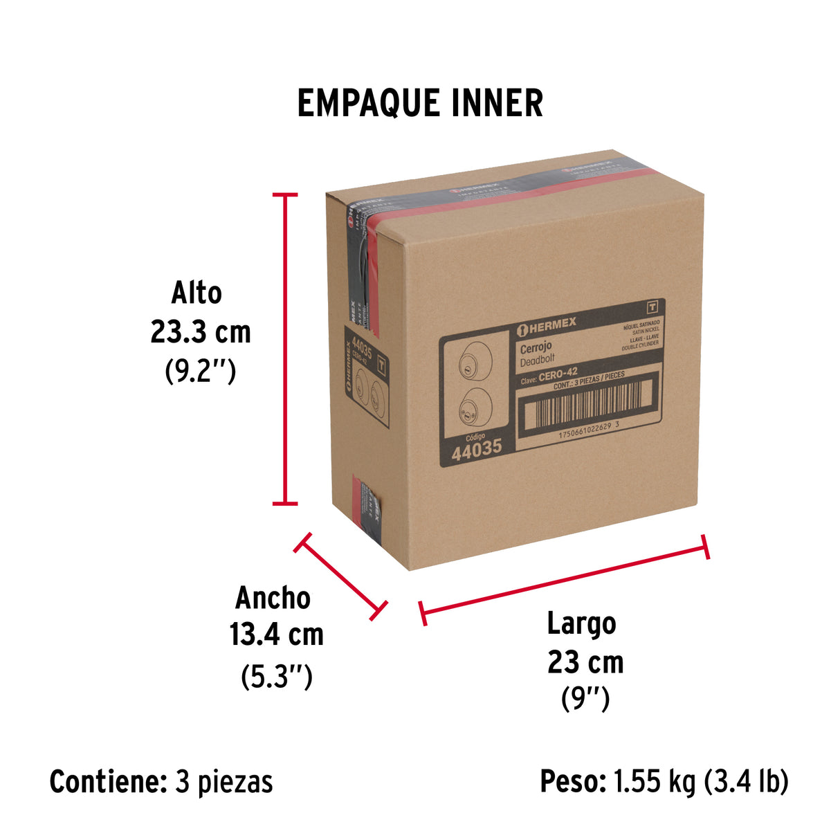 Cerrojo Llave-llave Níquel Satinado, Llave Puntos, Hermex