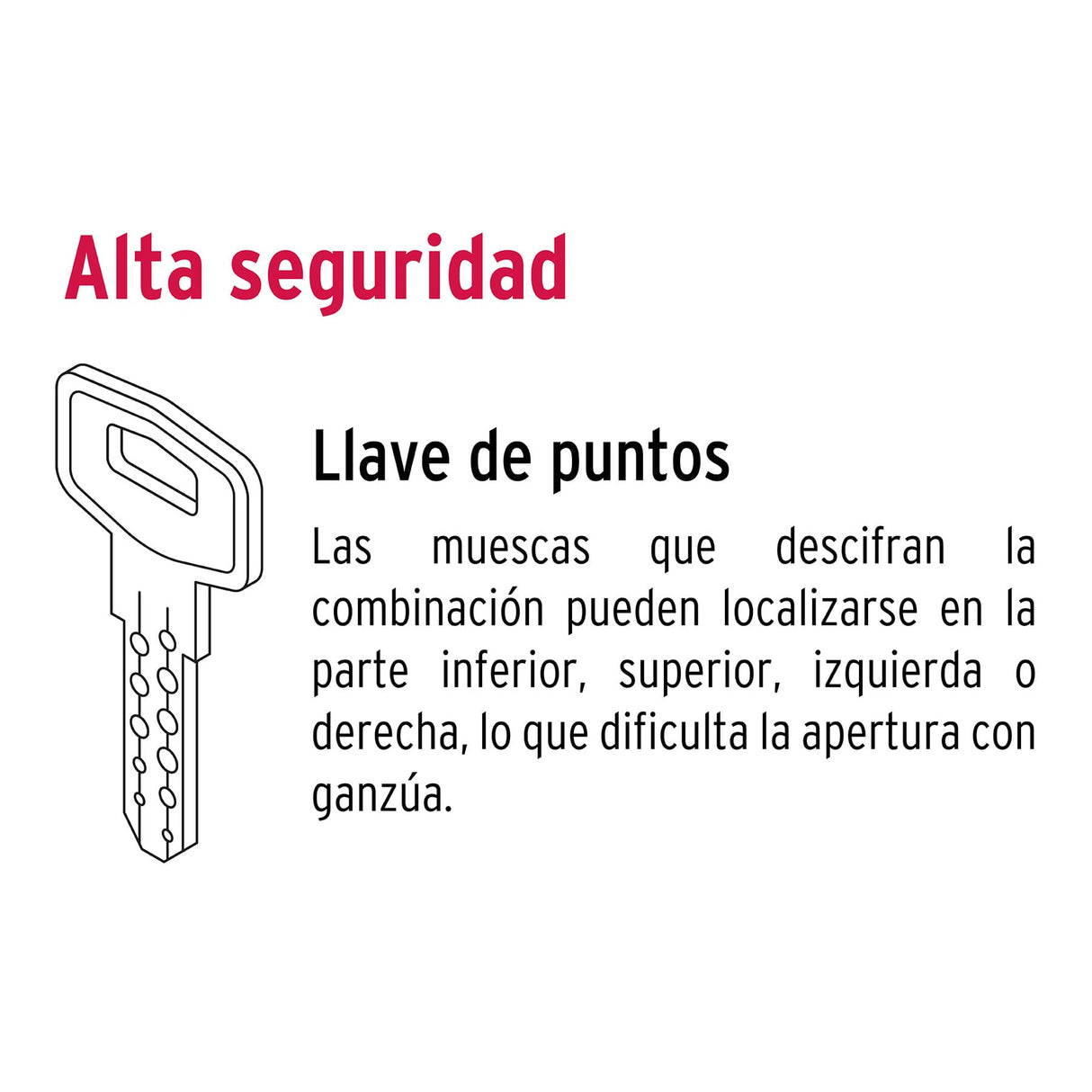 Cerrojo Llave-llave Negro, Llave Puntos, Hermex
