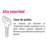 Cerrojo Llave-llave Negro, Llave Puntos, Hermex