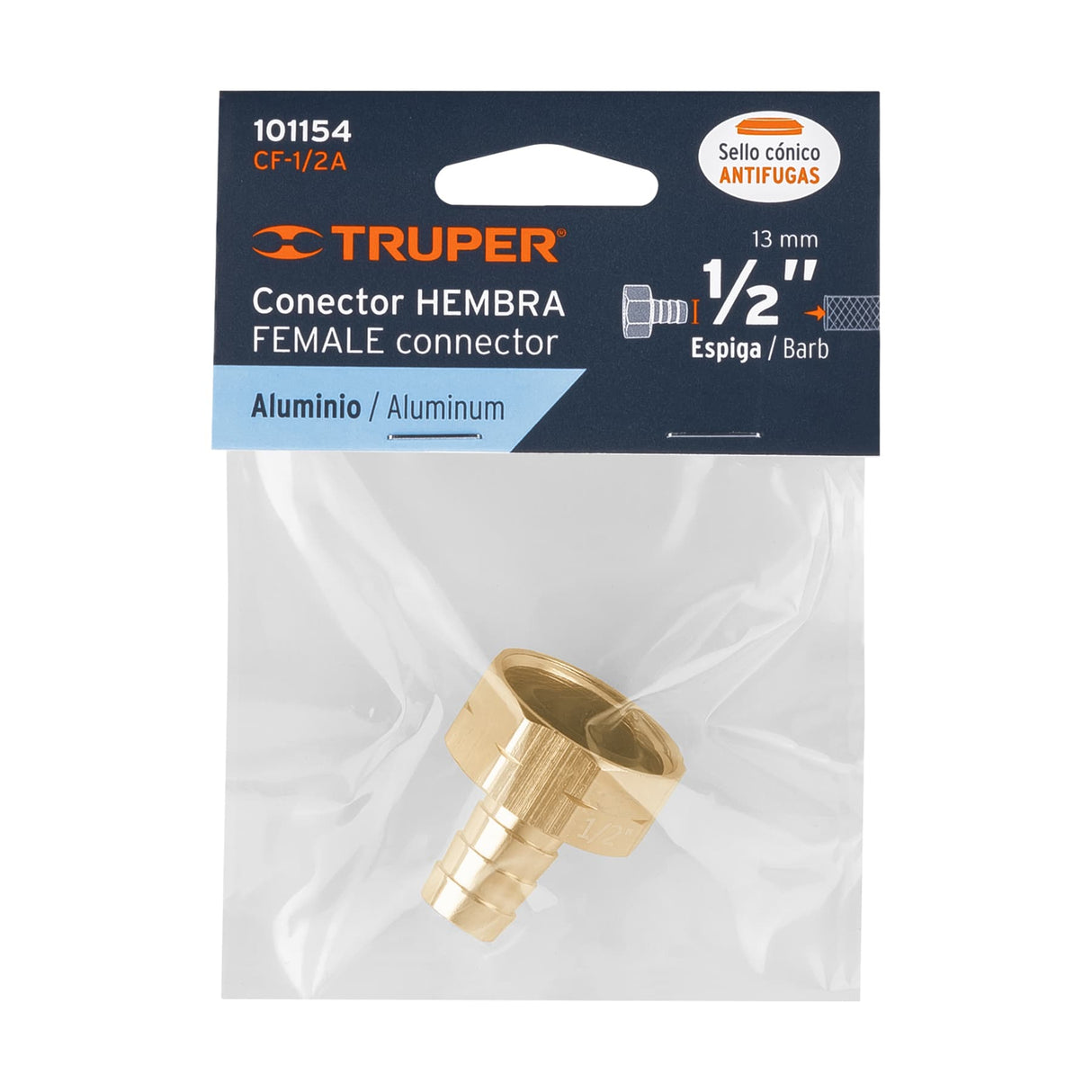 Conector 1/2' Hembra de Aluminio, Truper