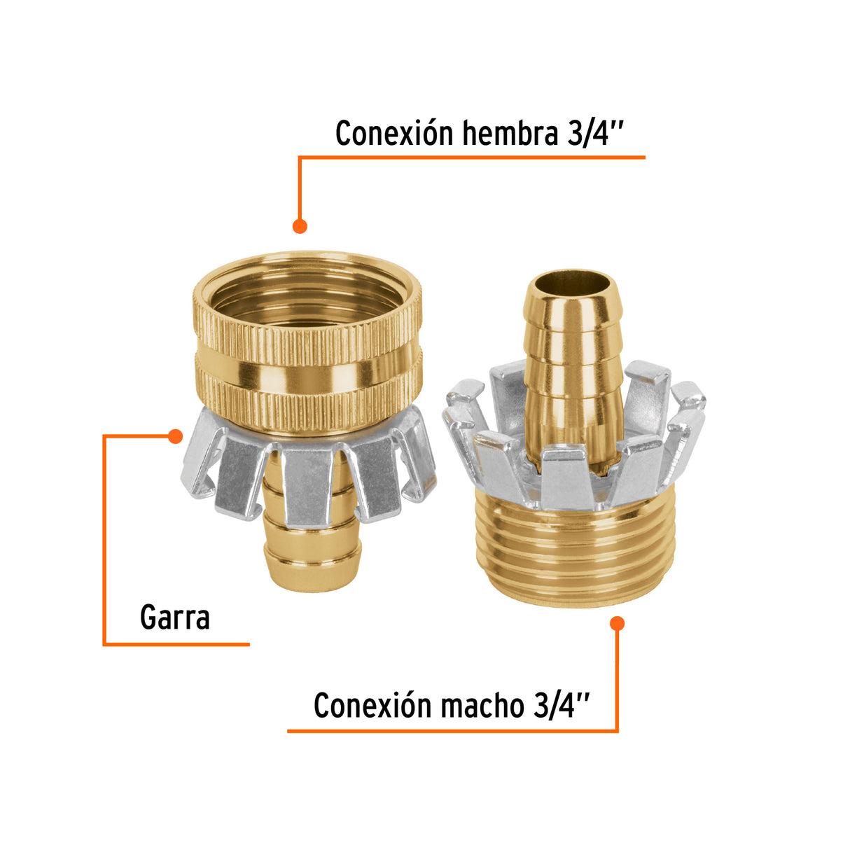Juego de Conectores 1/2' Macho/Hembra Tipo Garra de Aluminio