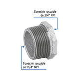 Reducción Bushing Acero Galvanizado 1-1/4 X 3/4', Foset
