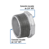 Reducción Bushing Acero Galvanizado 1-1/2 X 3/4', Foset