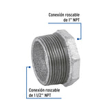 Reducción Bushing Acero Galvanizado 1-1/2 X 1', Foset