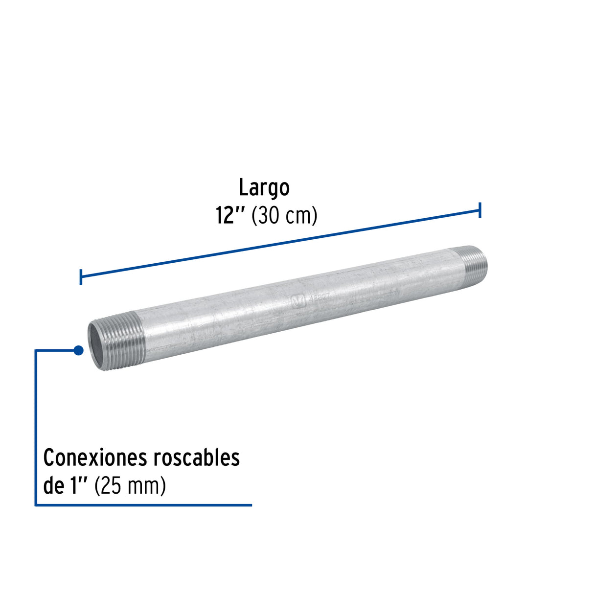 Niple de Acero Galvanizado 1 X 12', Foset