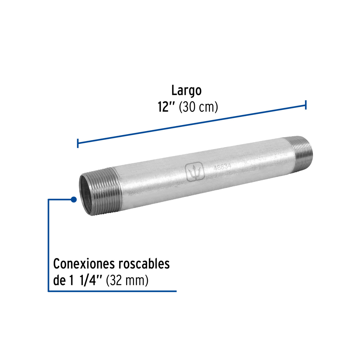 Niple de Acero Galvanizado 1-1/4 X 12', Foset