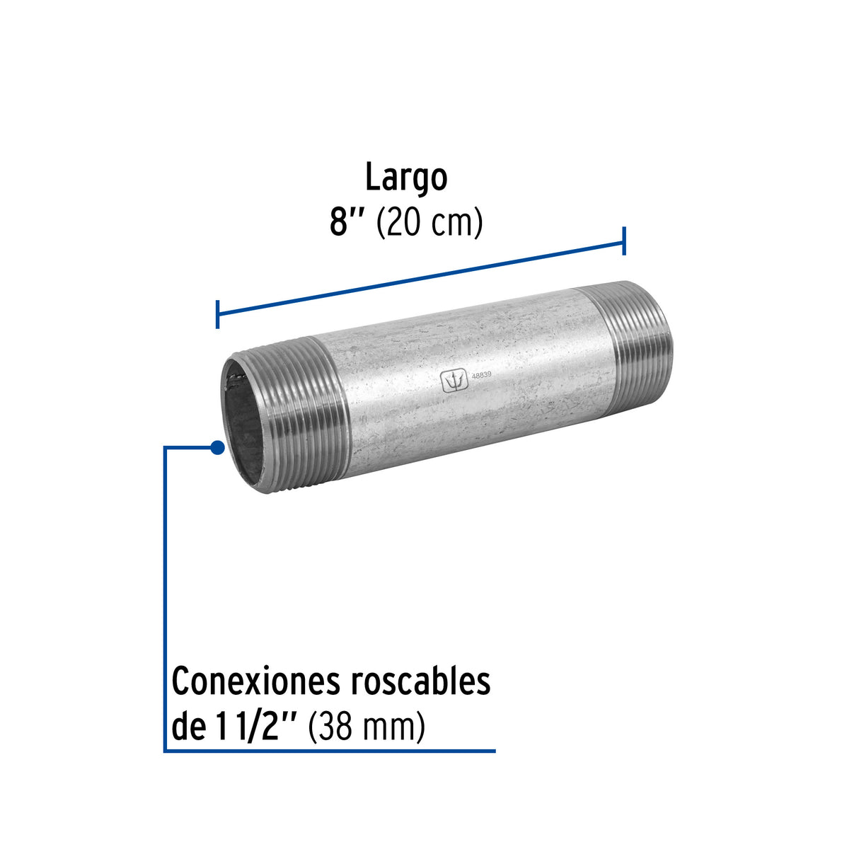 Niple de Acero Galvanizado 1-1/2 X 8', Foset