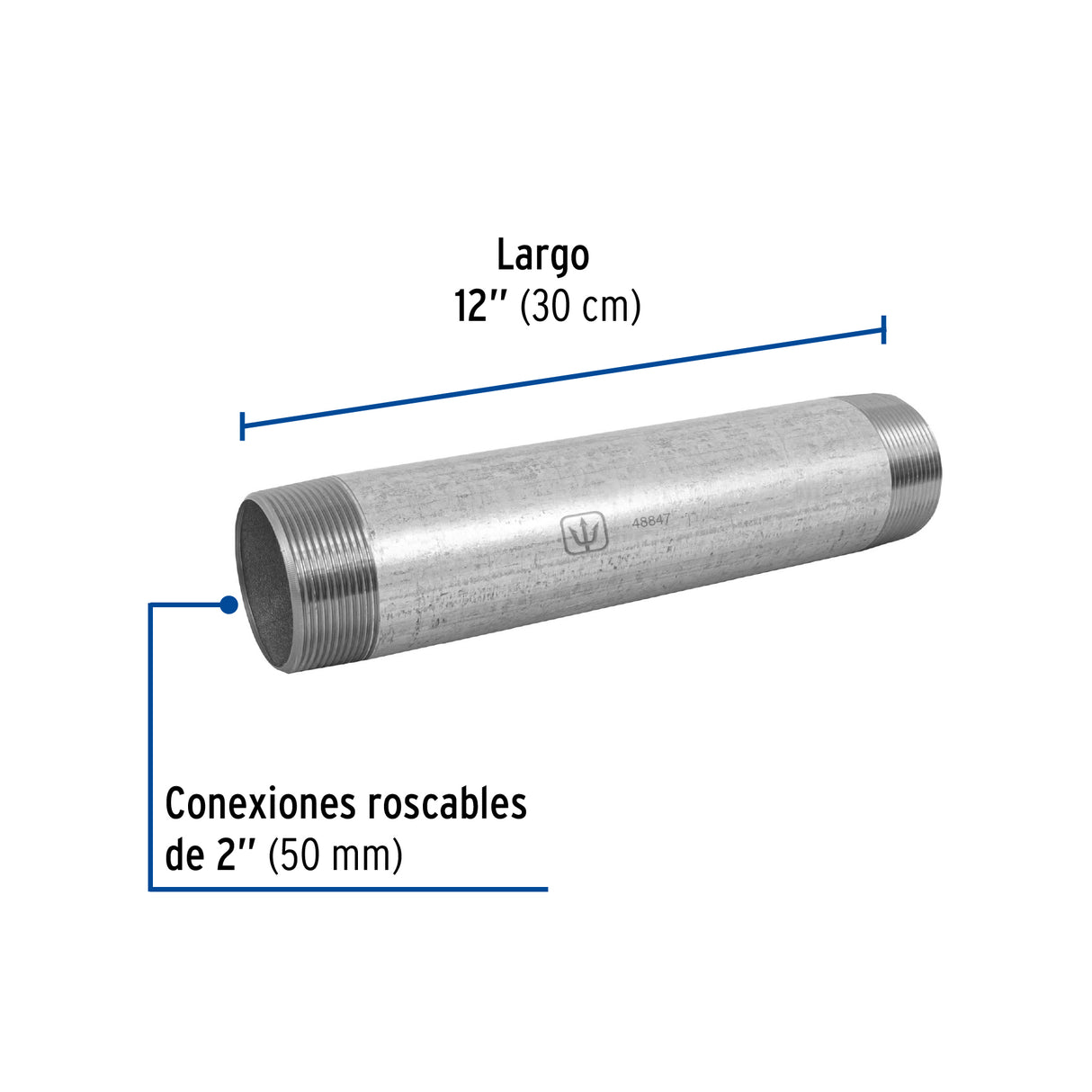 Niple de Acero Galvanizado 2 X 12', Foset