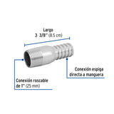 Niple de Acero Galvanizado 1' Tipo Botella, Foset