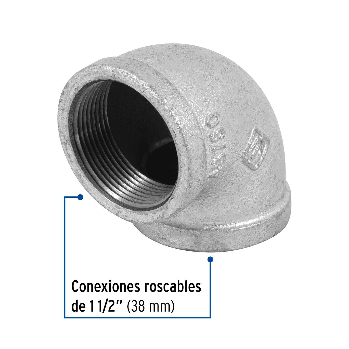 Codo 90° Acero Galvanizado de 1-1/2', Foset