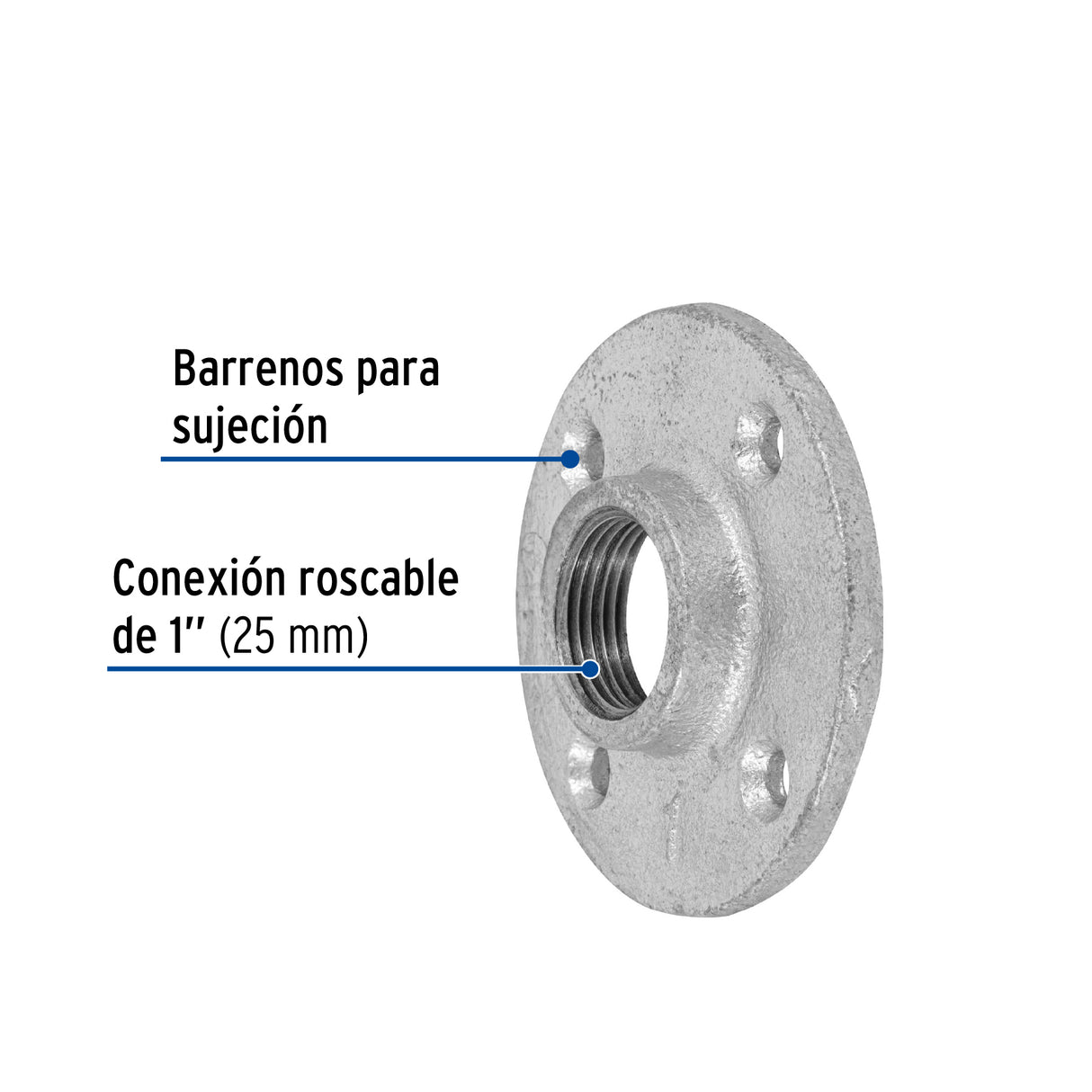 Brida de Acero Galvanizado de 1', Foset
