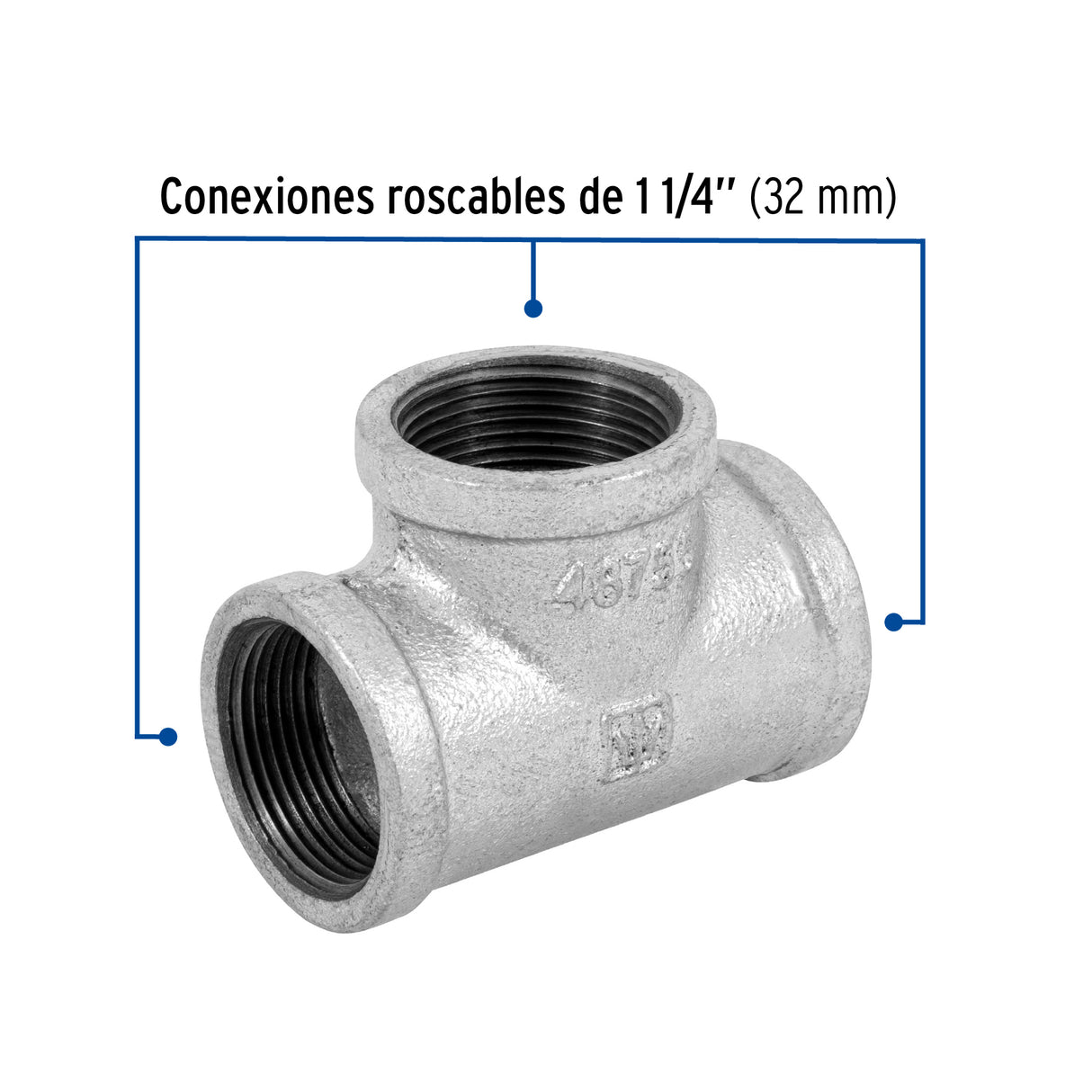 Tee Sencilla 1-1/4' Acero Galvanizado, Foset