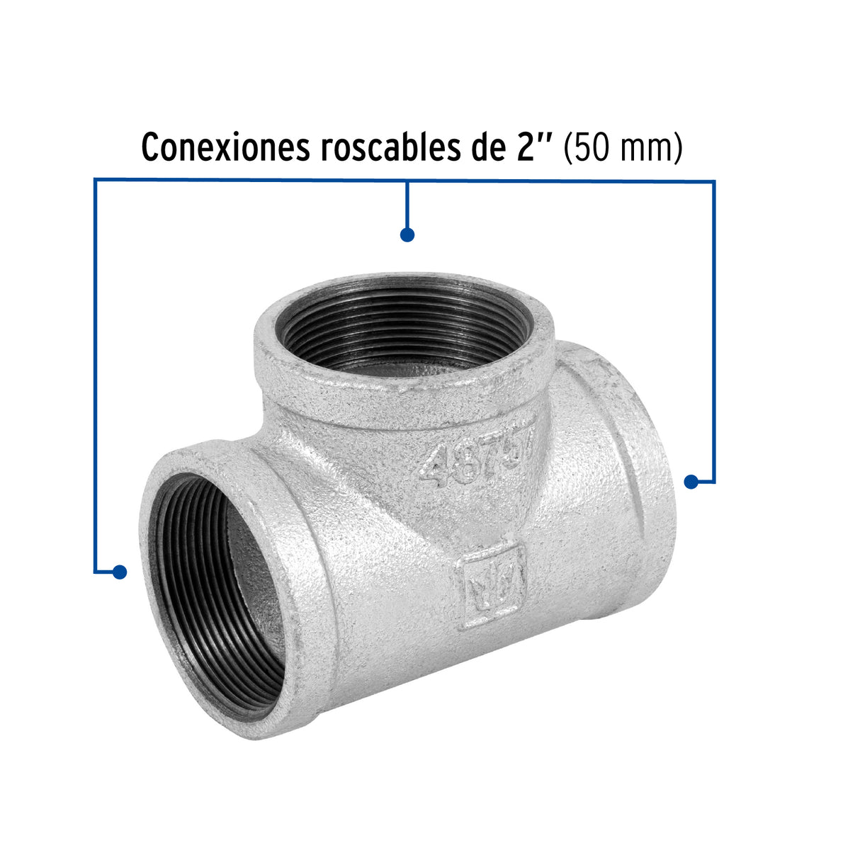 Tee Sencilla 2' Acero Galvanizado, Foset