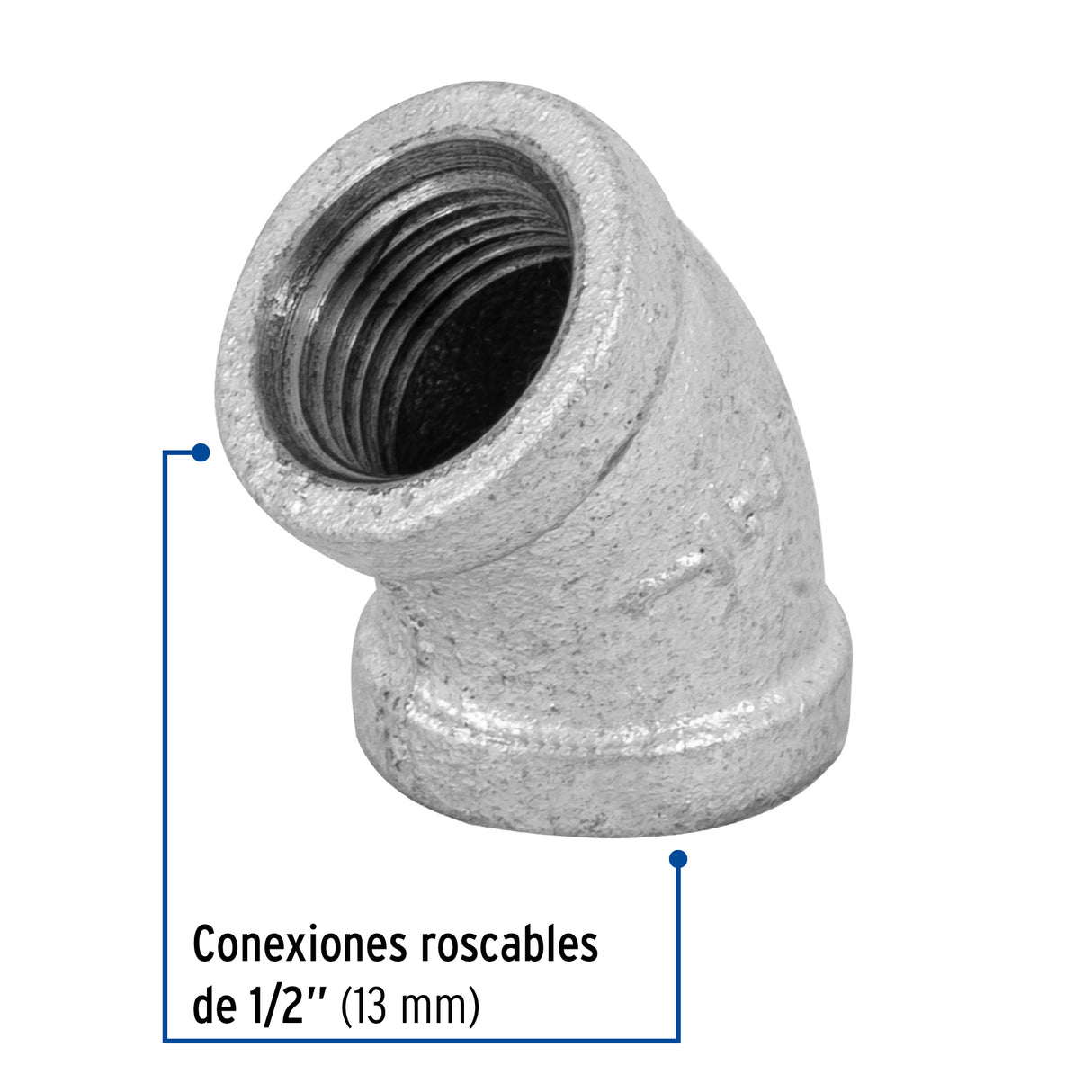 Codo 45° Acero Galvanizado de 1/2', Foset