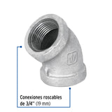 Codo 45° Acero Galvanizado de 3/4', Foset
