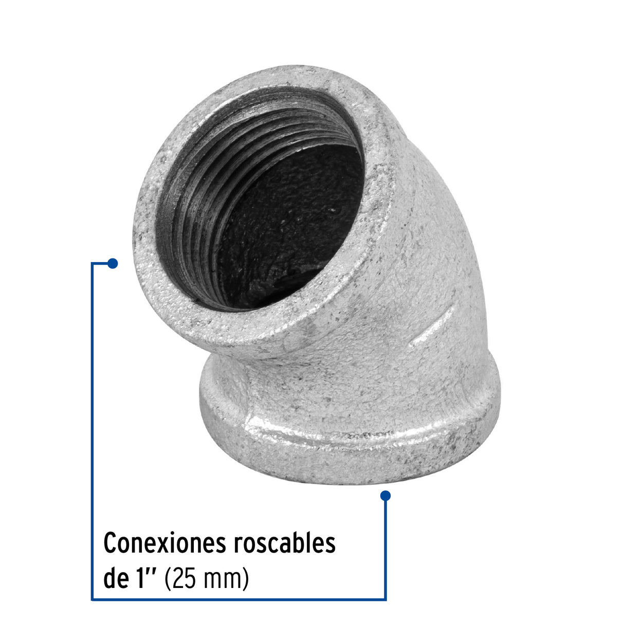 Codo 45° Acero Galvanizado de 1', Foset