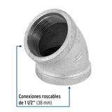 Codo 45° Acero Galvanizado de 1-1/2', Foset