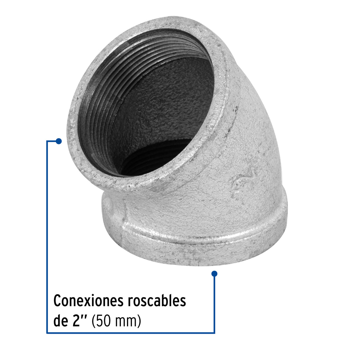 Codo 45° Acero Galvanizado de 2', Foset