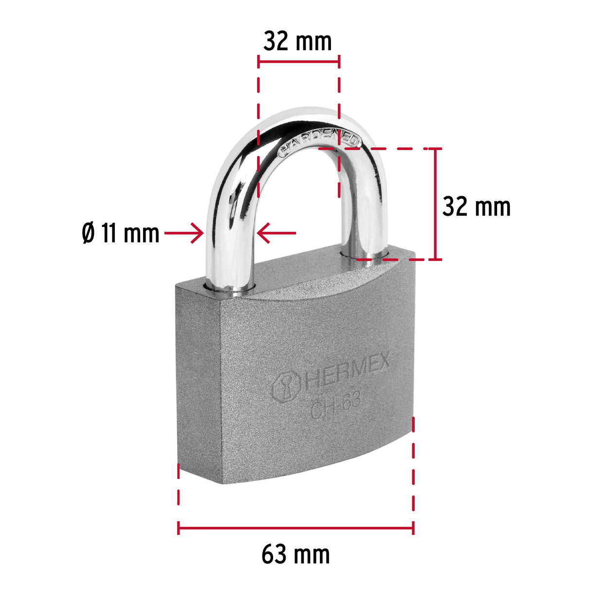 Candado de Hierro 63 mm, Gancho Corto en Caja, Hermex