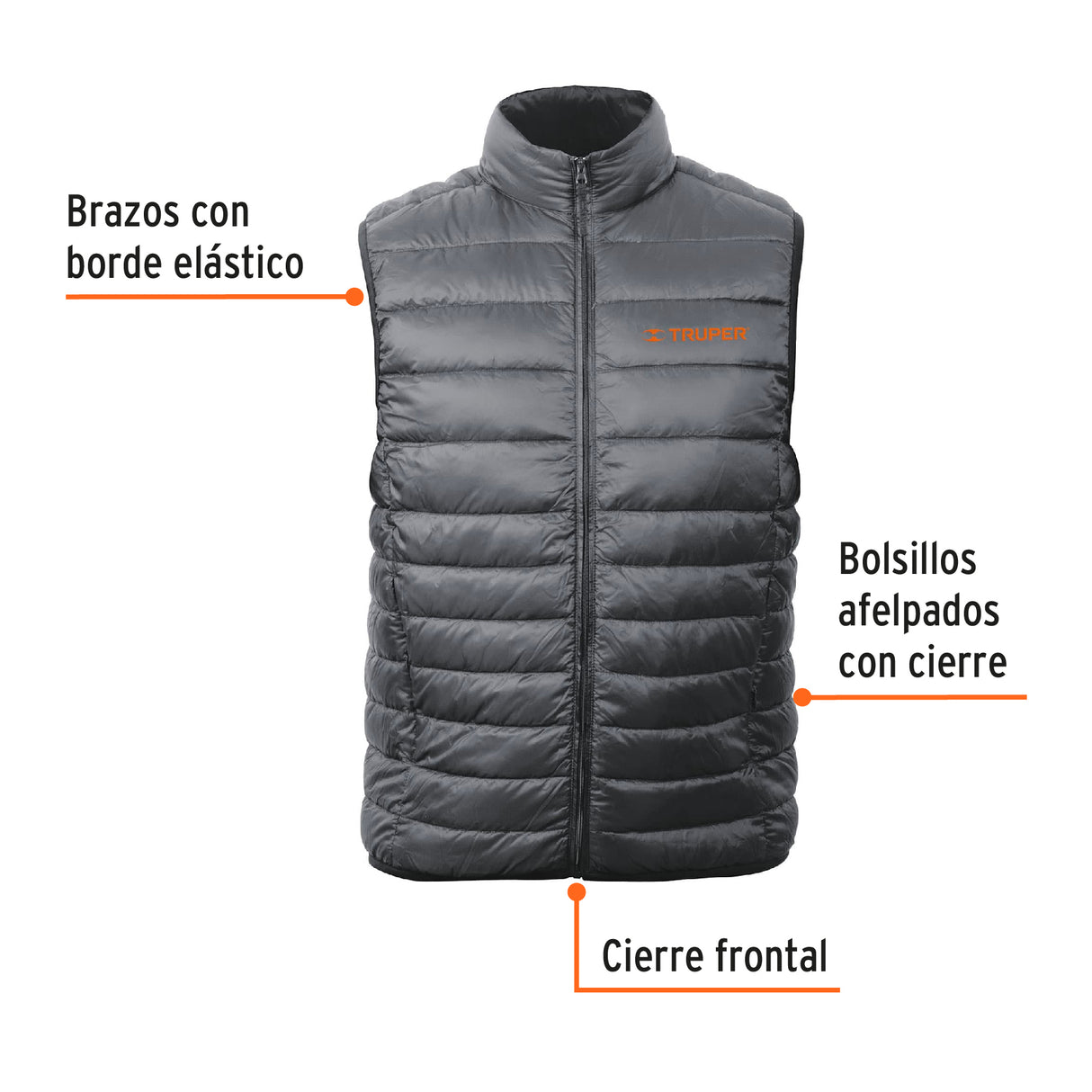 Chaleco de Plumas Ligero para Hombre, Gris, Eg, Truper