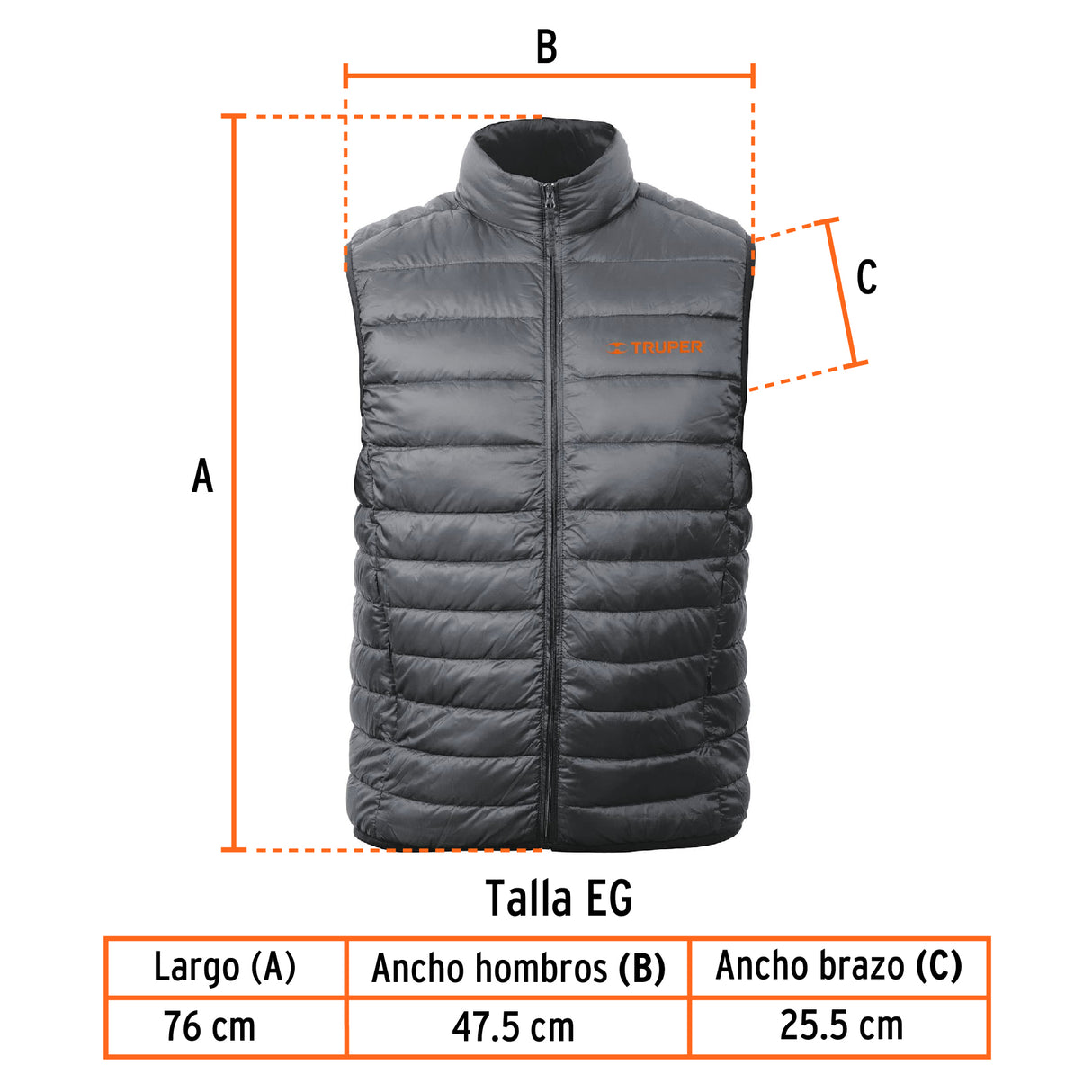 Chaleco de Plumas Ligero para Hombre, Gris, Eg, Truper