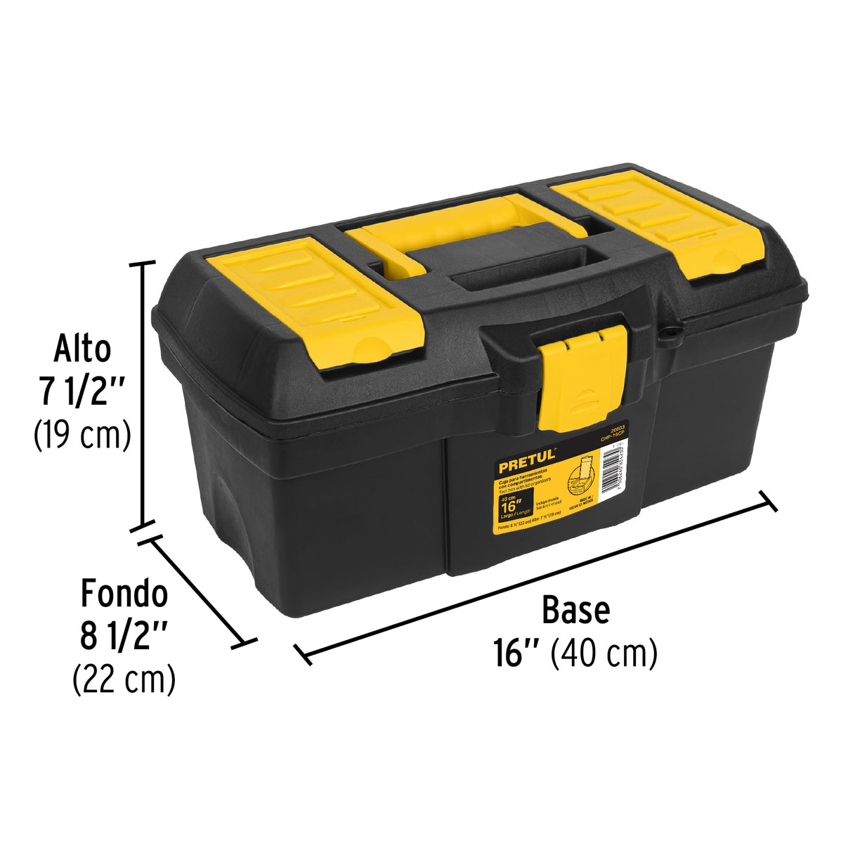 Caja para Herramienta de 16' con Compartimentos, Pretul