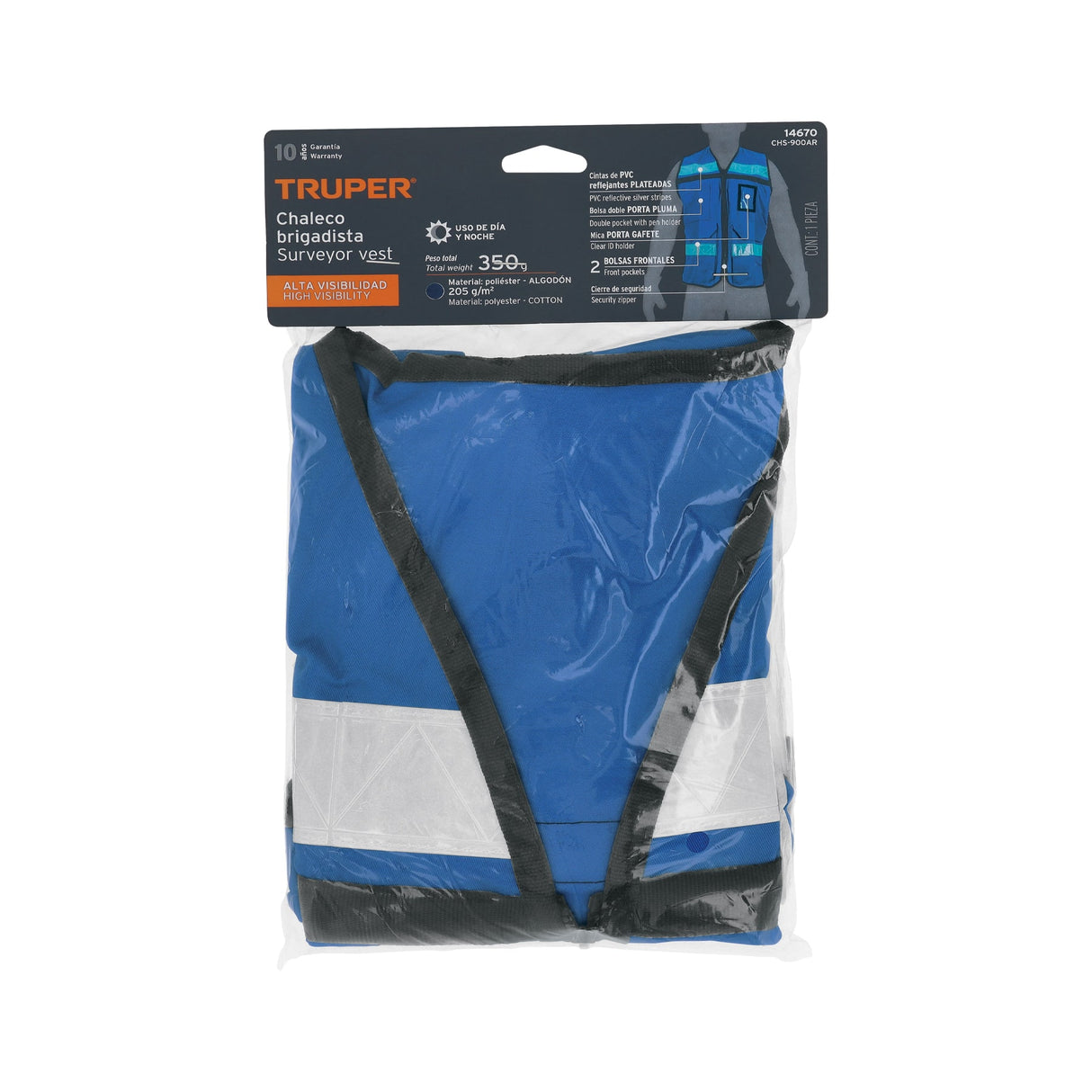 Chaleco Brigadista con Cintas Reflejantes, Color Azul Rey