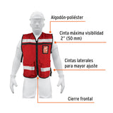 Chaleco Brigadista con Cintas Reflejantes, Color Rojo
