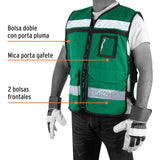 Chaleco Brigadista con Cintas Reflejantes, Color Verde