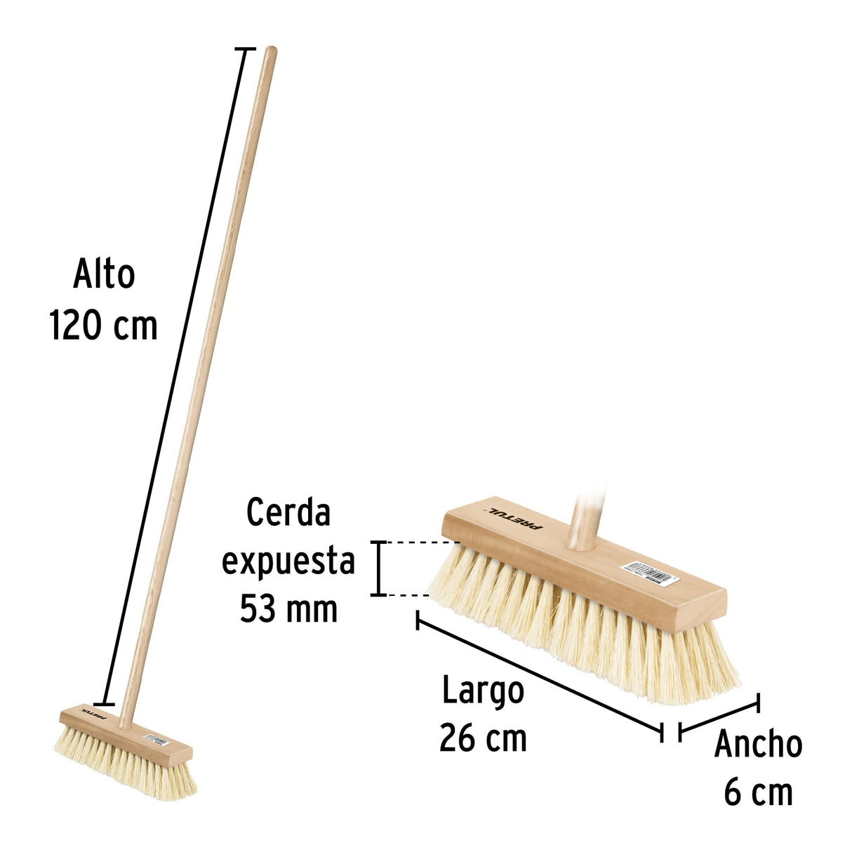 Cepillo para Impermeabilizar, con Cerdas de Ixtle, Mango 48'