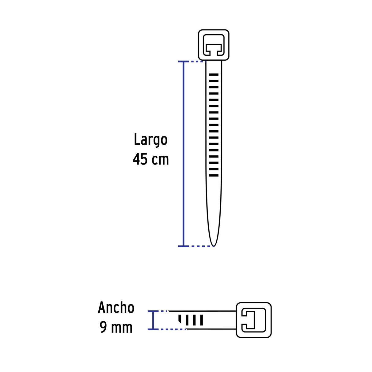 Bolsa con 10 Cinchos Plásticos 175 lb, 450 X 9 mm, Negros