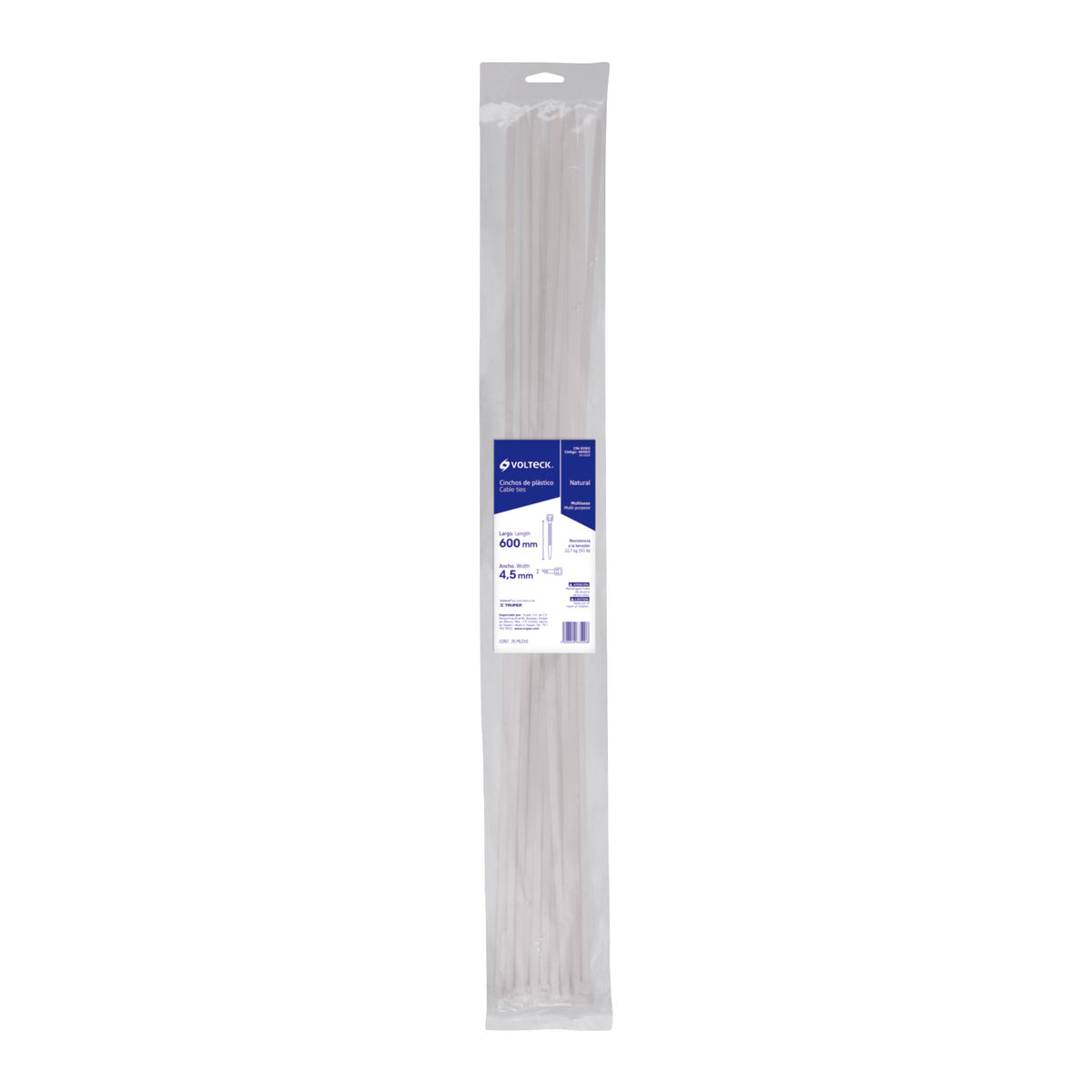 Bolsa con 25 Cinchos Plásticos 50 lb, 600X4.5 mm, Naturales