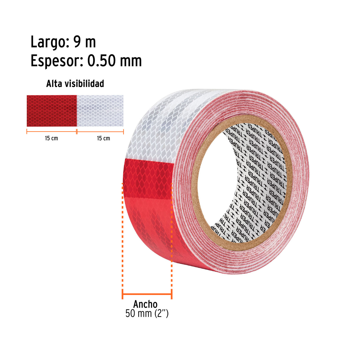 Rollo de 9 m X 2' de Cinta Reflejante de PVC, Truper