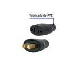 Clavija y Contacto de Hule, Bolsa con 2 Pzas, Volteck
