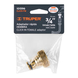 Conector 3/4' Rápido Hembra de Latón, Sistema Click, Truper