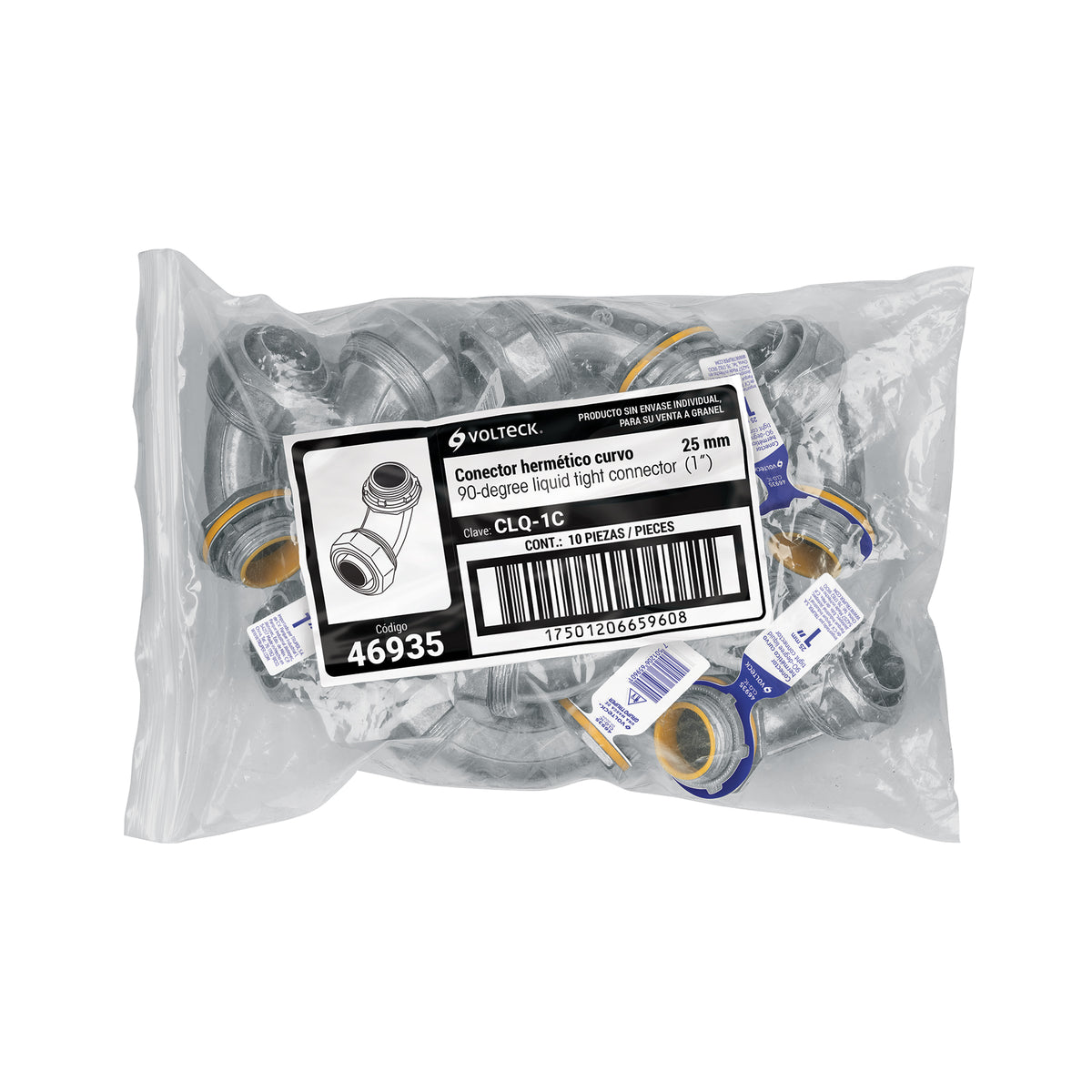 Conector Curvo de 1' para Tubo Liquid Tight, Volteck