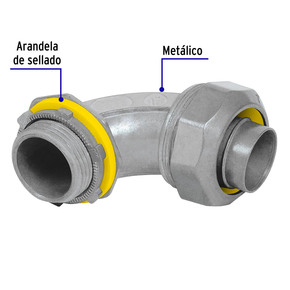 Conector Curvo de 1' para Tubo Liquid Tight, Volteck