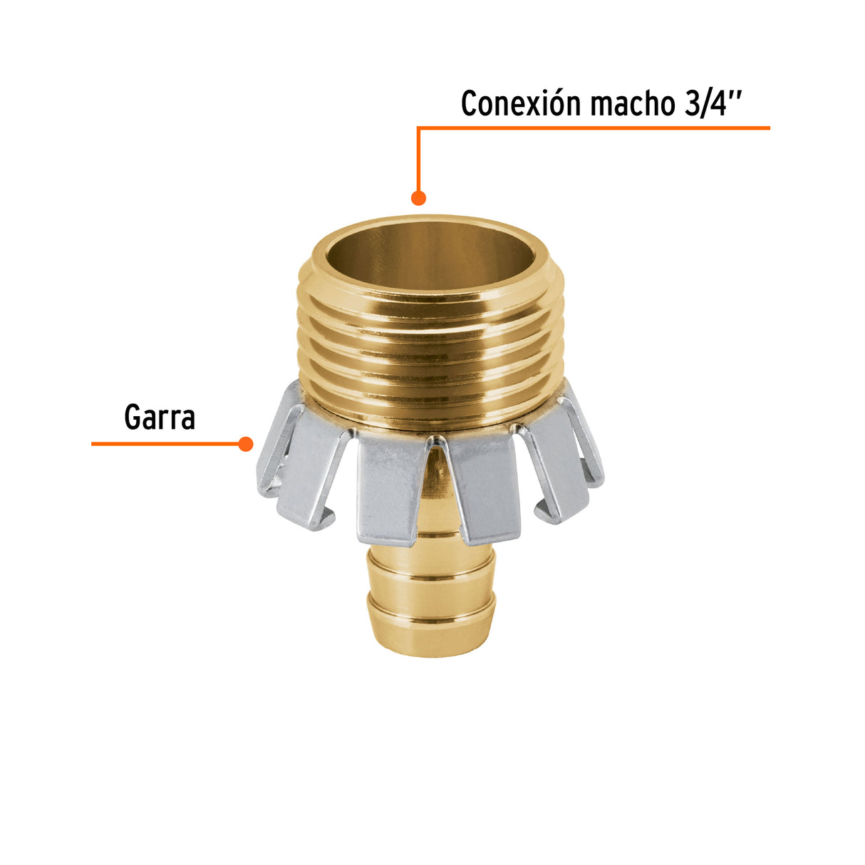 Conector 1/2' Macho Tipo Garra de Aluminio, Truper