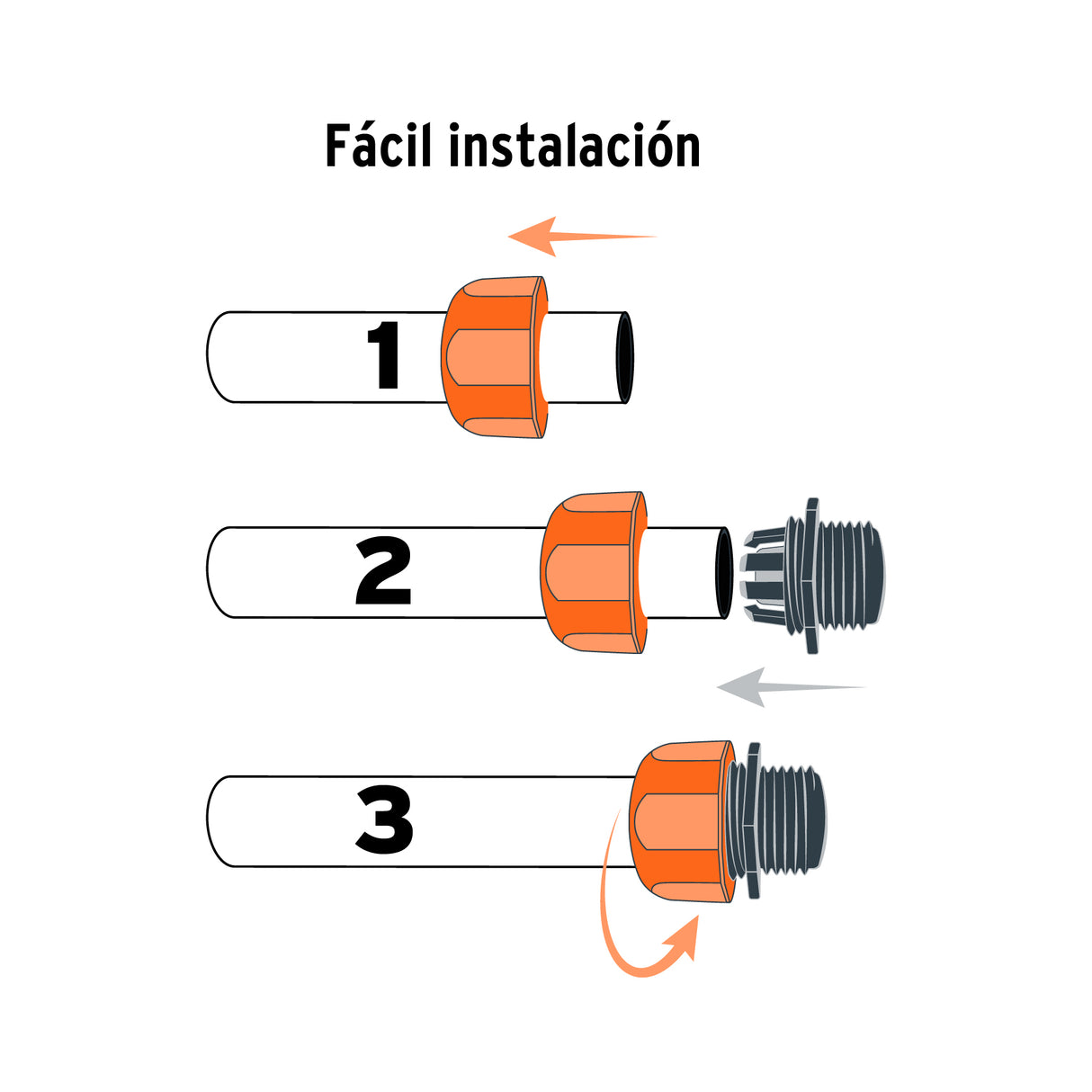 Conector 1/2' Macho de ABS con Tuerca de Ajuste Manual