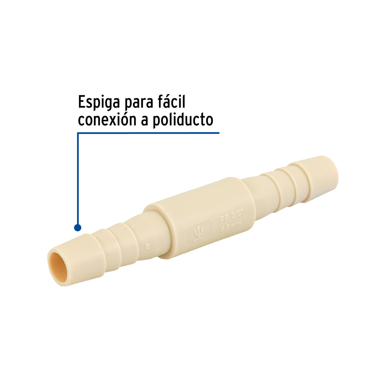 Cople Inserción de 3/8' de Polipropileno, Foset