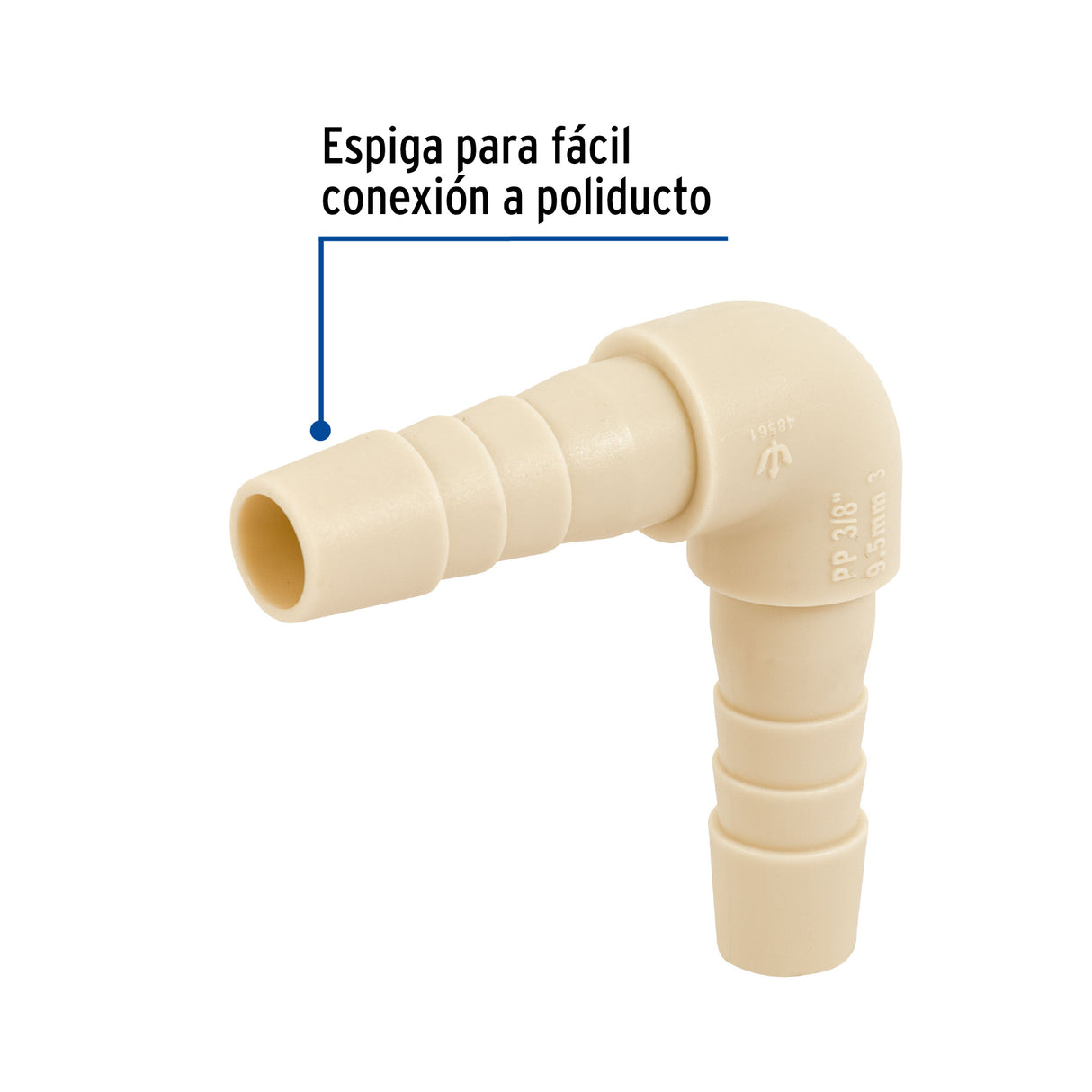 Codo 90° Inserción de 3/8' de Polipropileno, Foset