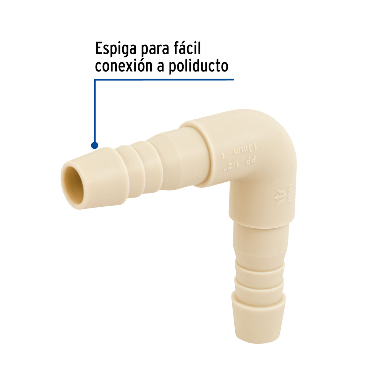 Codo 90° Inserción de 1/2' de Polipropileno, Foset