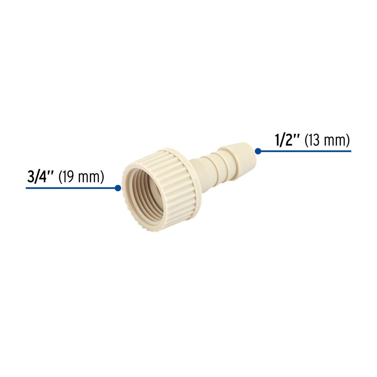 Adaptador Hembra Movible de Polipropileno 3/4' X 1/2', Foset